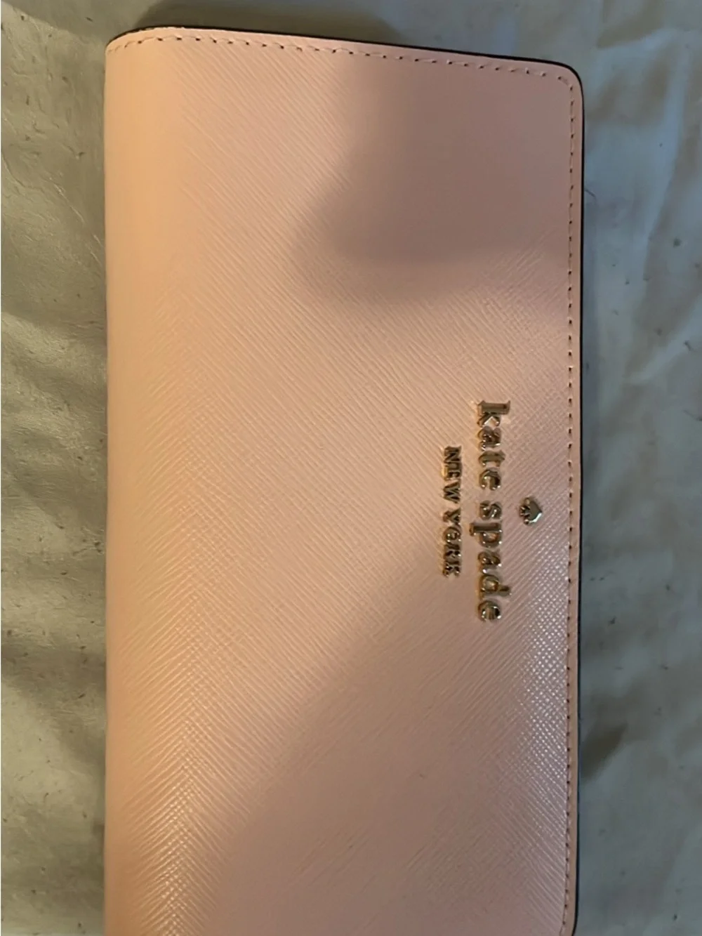 kate spade Pale Pink Saffiano Leather Wallet with Silver Logo
